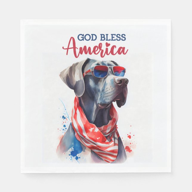 Patriotic Dog-Great Dane Napkin (Front)
