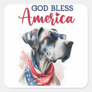 Patriotic Dog-Great Dane Square Sticker