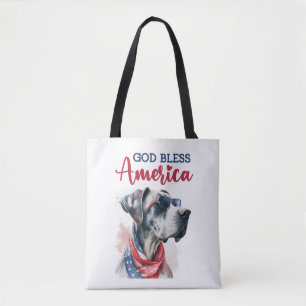 Patriotic Dog-Great Dane Tote Bag
