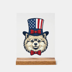 Patriotic Dog Head Vintage Engraving Vector Design Acrylic Sign