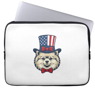 Patriotic Dog Head Vintage Engraving Vector Design Laptop Sleeve