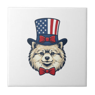 Patriotic Dog Head Vintage Engraving Vector Design Tile