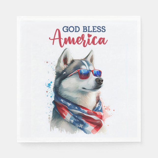 Patriotic Dog-Husky Napkin (Front)
