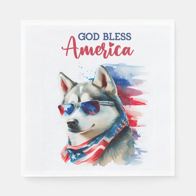 Patriotic Dog-Husky Napkin (Front)