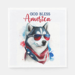 Patriotic Dog-Husky Napkin