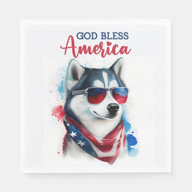 Patriotic Dog-Husky Napkin (Front)