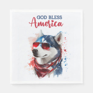 Patriotic Dog-Husky Napkin