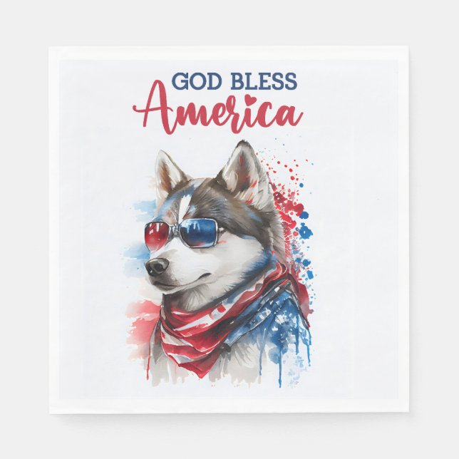 Patriotic Dog-Husky Napkin (Front)