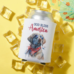 Patriotic Dog-Lab Can Cooler
