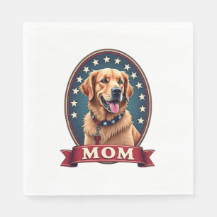 Patriotic Dog Mom Golden Retriever Vintage Tee 4 Napkin