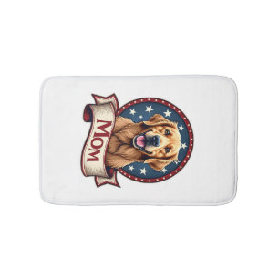 Patriotic Dog Mom Golden Retriever Vintage Tee Bath Mat