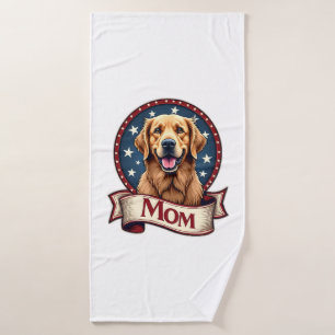 Patriotic Dog Mom Golden Retriever Vintage Tee Bath Towel