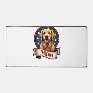 Patriotic Dog Mom Golden Retriever Vintage Tee Desk Mat