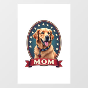 Patriotic Dog Mum Golden Retriever Vintage Tee 4 Window Cling