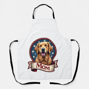 Patriotic Dog Mum Golden Retriever Vintage Tee Apron