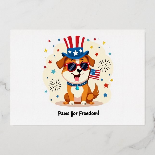 Patriotic Dog Party Invitation – Paws for Freedom (Front)