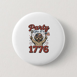 Patriotic Dog Party Like It’s 1776 Vintage Shirt D 6 Cm Round Badge