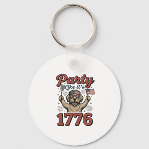 Patriotic Dog Party Like It’s 1776 Vintage Shirt D Key Ring
