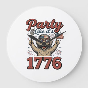 Patriotic Dog Party Like It’s 1776 Vintage Shirt D Large Clock