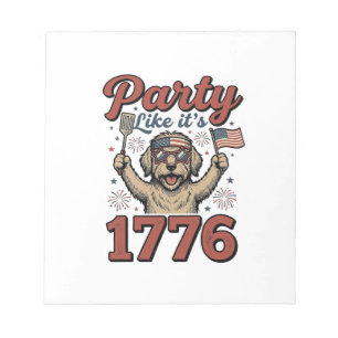 Patriotic Dog Party Like It’s 1776 Vintage Shirt D Notepad