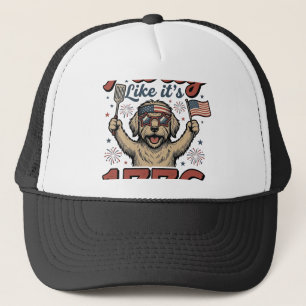 Patriotic Dog Party Like It’s 1776 Vintage Shirt D Trucker Hat