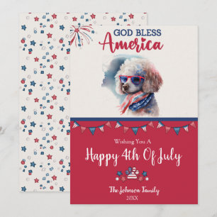 Patriotic Dog- Poodle 4th of July Card