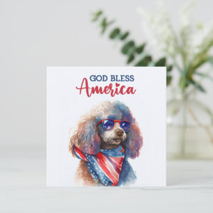 Patriotic Dog-Poodle 4th of July Card