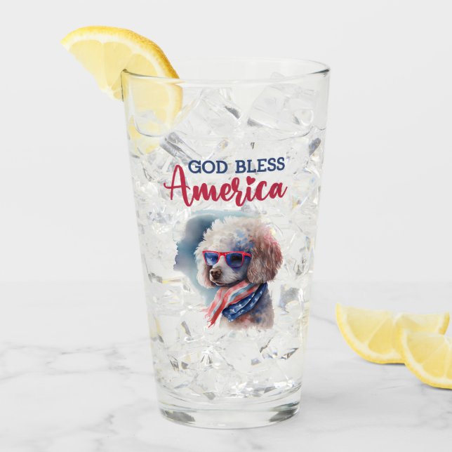 Patriotic Dog-Poodle Glass (Front Ice)