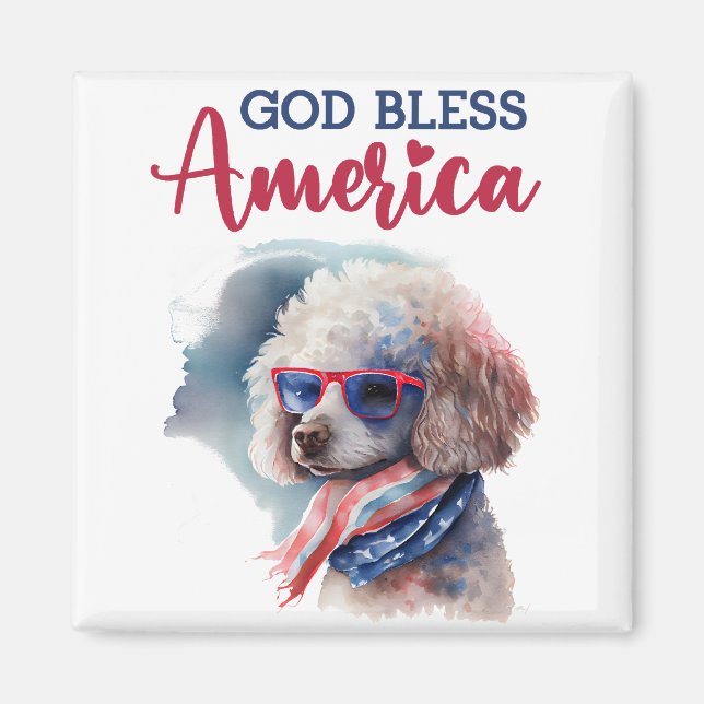 Patriotic Dog-Poodle Magnet (Front)