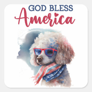 Patriotic Dog-Poodle Square Sticker