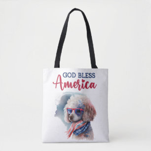Patriotic Dog-Poodle Tote Bag