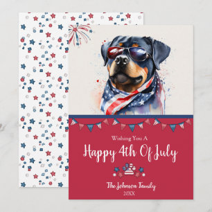 Patriotic Dog-Rottweiler 4th Of July Card