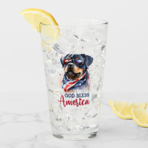 Patriotic Dog-Rottweiler Glass