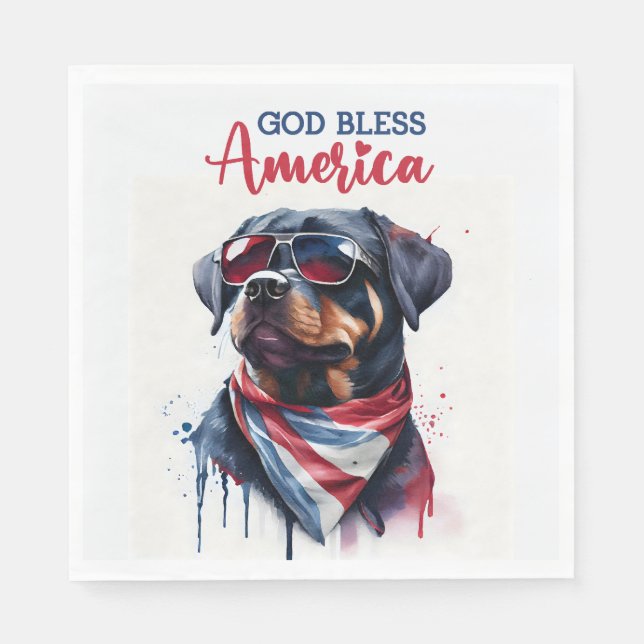 Patriotic Dog-Rottweiler Napkin (Front)