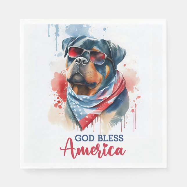 Patriotic Dog-Rottweiler Napkin (Front)