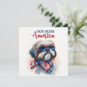 Patriotic Dog-Shih Tzu 4th of July Card