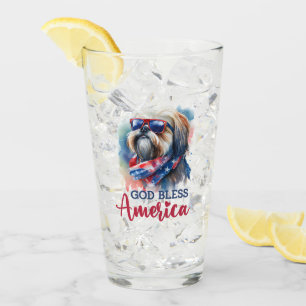 Patriotic Dog-Shih tzu Glass