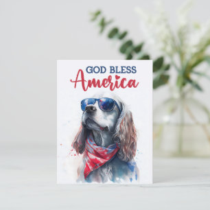 Patriotic Dog-Spaniel 4th of July Card