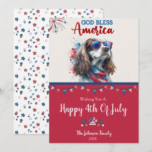 Patriotic Dog- Spaniel 4th of July Card