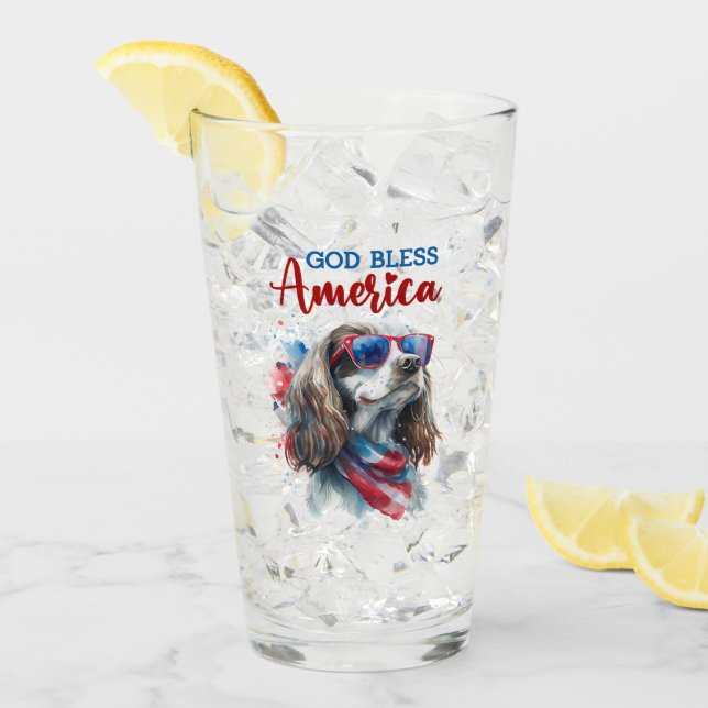 Patriotic Dog-Spaniel Glass (Front Ice)