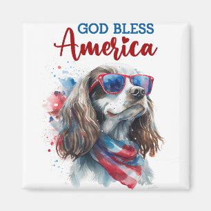 Patriotic Dog-Spaniel Magnet