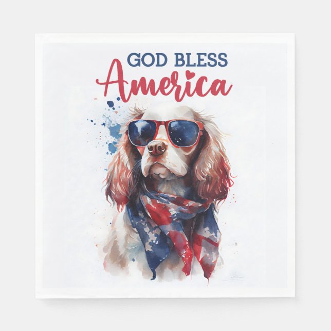 Patriotic Dog-Spaniel Napkin (Front)