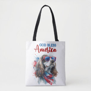 Patriotic Dog-Spaniel Tote Bag