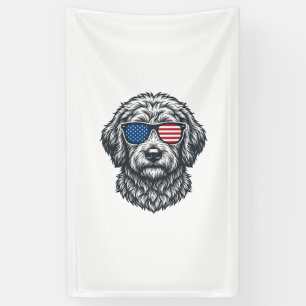 Patriotic Dog Sunglasses Vintage Banner