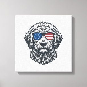 Patriotic Dog Sunglasses Vintage Canvas Print