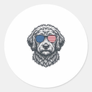 Patriotic Dog Sunglasses Vintage Classic Round Sticker