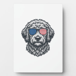 Patriotic Dog Sunglasses Vintage Plaque