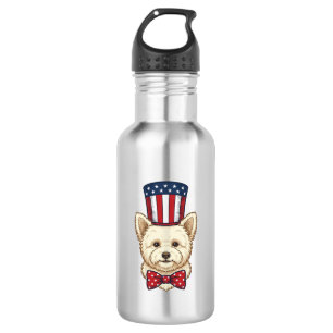Patriotic Dog Top Hat Vintage Vector Design_1 532 Ml Water Bottle