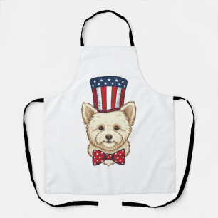 Patriotic Dog Top Hat Vintage Vector Design_1 Apron