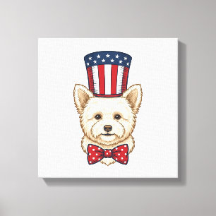 Patriotic Dog Top Hat Vintage Vector Design_1 Canvas Print